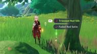 Trimmed Red Silk dropped for this player after they defeated an Eremite member in Genshin Impact (Image via HoYoverse)